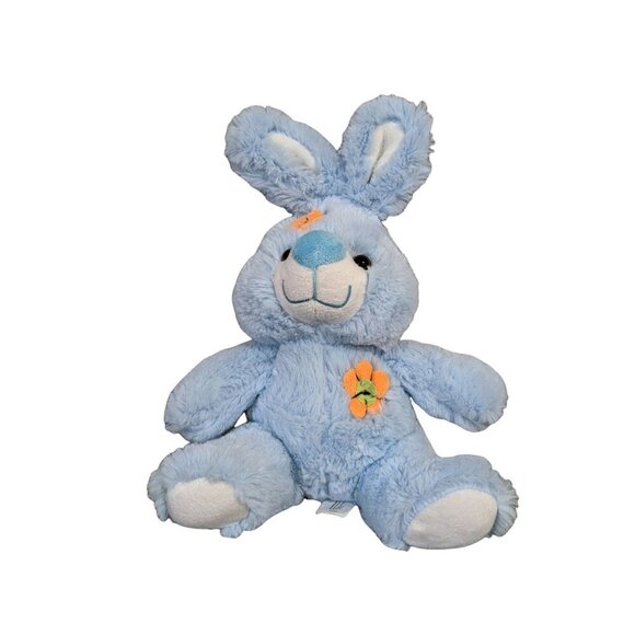 Wild Republic Plush Bunny With Embroidered Flower Design Blue 12" Soft Stuffed A - Picture 1 of 7